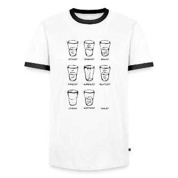 Point of View - The glass is ... variant black - Men's Ringer Shirt - white/black - Front - AI Model Female 172 light (172cm) & AI Model Male 178 dark (178cm)