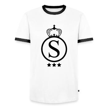 s__f1 - Men's Ringer Shirt - white/black - Front - AI Model Female 172 light (172cm) & AI Model Male 178 dark (178cm)
