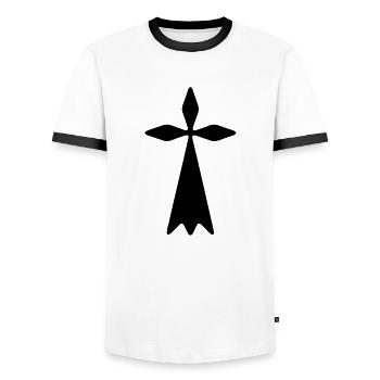 breizh Bretagne Hermelin - Männer Kontrast-T-Shirt - Weiß/Schwarz - Vorne - AI Model Female 172 light (172cm) & AI Model Male 178 dark (178cm)