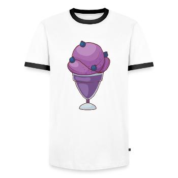 Eis Speiseeis Eiskrem Eiscreme Kugeleis Eisbecher - Männer Kontrast-T-Shirt - Weiß/Schwarz - Vorne - AI Model Female 172 light (172cm) & AI Model Male 178 dark (178cm)