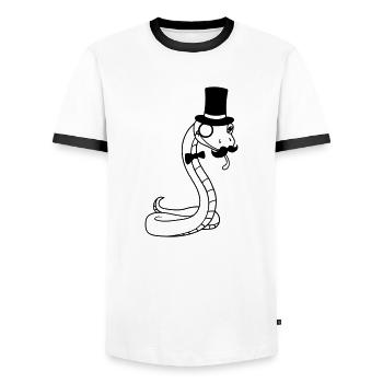 gentleman gentlemen cylinder rich monocle glasses s - Men's Ringer Shirt - white/black - Front - AI Model Female 172 light (172cm) & AI Model Male 178 dark (178cm)