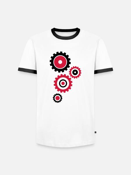 zahnraeder_hs2 - Men's Ringer Shirt - white/black