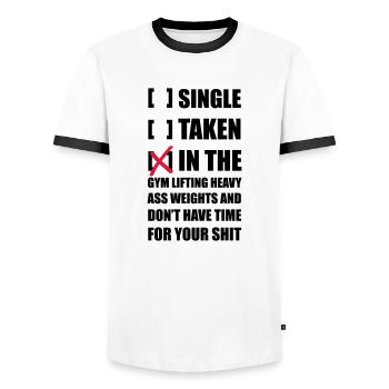Fitness unique - T-shirt contrasté Homme - blanc/noir - Devant - AI Model Female 172 light (172cm) & AI Model Male 178 dark (178cm)