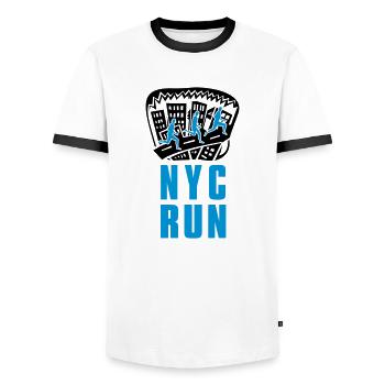 nyc_run - Men's Ringer Shirt - white/black - Front - AI Model Female 172 light (172cm) & AI Model Male 178 dark (178cm)