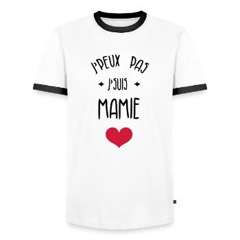 Grandma Oma Großmütter Mamy Mamie Grand-Mère - Men's Ringer Shirt - white/black - Front - AI Model Female 172 light (172cm) & AI Model Male 178 dark (178cm)