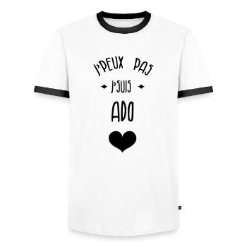 Teenager Teen Ado Jugendlicher Kid Enfant Kind - Men's Ringer Shirt - white/black - Front - AI Model Female 172 light (172cm) & AI Model Male 178 dark (178cm)