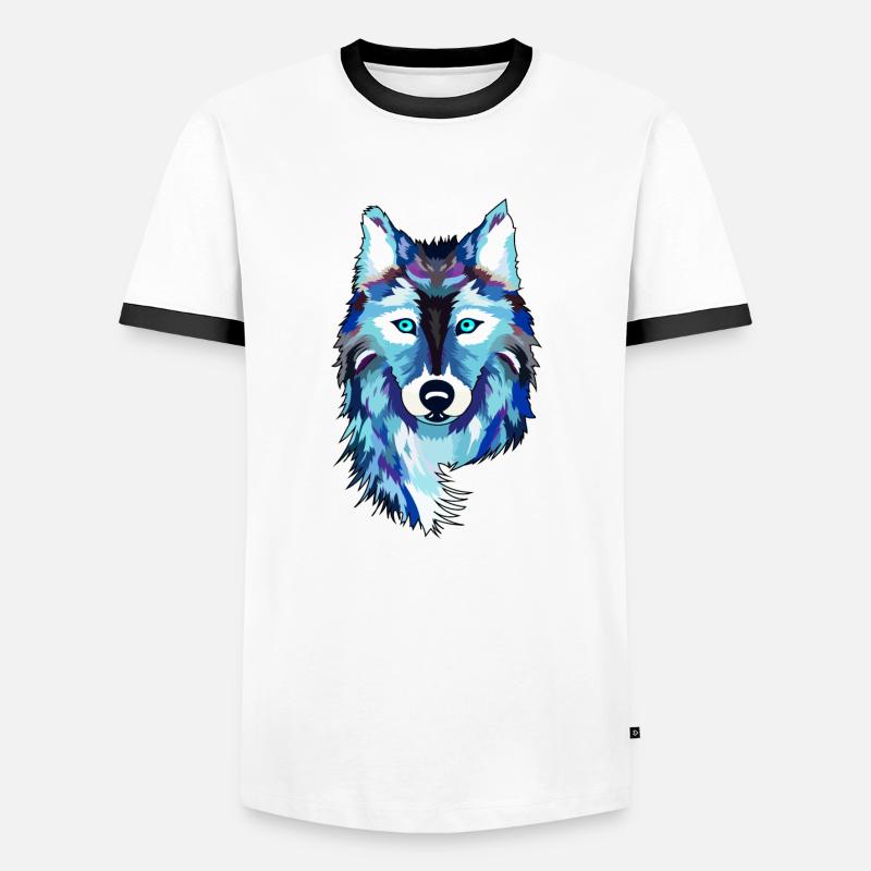 Wolf - Männer Kontrast-T-Shirt - Weiß/Schwarz