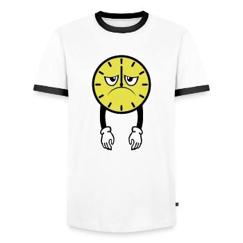 clock clock hour deprime fatigue br - Men's Ringer Shirt - white/black - Front - AI Model Female 172 light (172cm) & AI Model Male 178 dark (178cm)