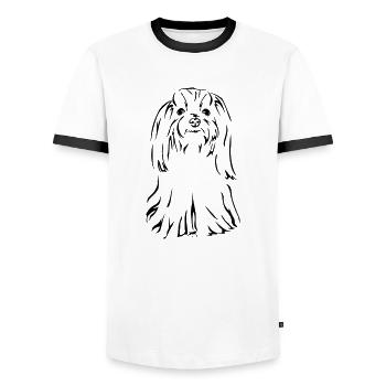 Maltese - Men's Ringer Shirt - white/black - Front - AI Model Female 172 light (172cm) & AI Model Male 178 dark (178cm)