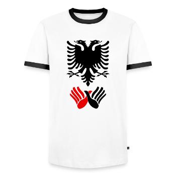 Albanischer Adler Kosovo Armee Albanien Albaner - Männer Kontrast-T-Shirt - Weiß/Schwarz - Vorne - AI Model Female 172 light (172cm) & AI Model Male 178 dark (178cm)