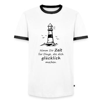 Nimm Dir Zeit - Männer Kontrast-T-Shirt - Weiß/Schwarz - Vorne - AI Model Female 172 light (172cm) & AI Model Male 178 dark (178cm)