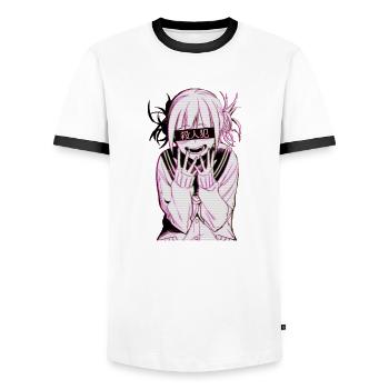 Goth Anime Girl - Männer Kontrast-T-Shirt - Weiß/Schwarz - Vorne - AI Model Female 172 light (172cm) & AI Model Male 178 dark (178cm)