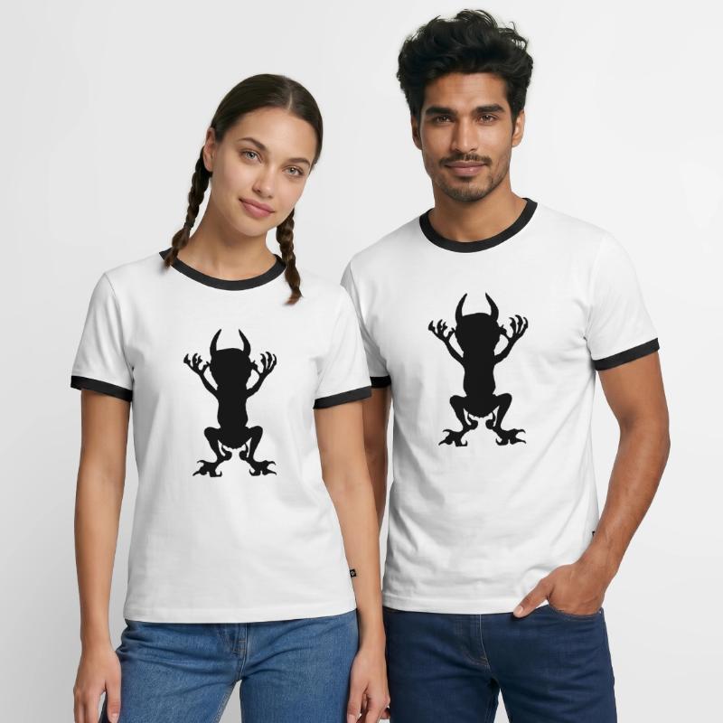 Black Devil Vector Icon Evil Imp Evil T-shirt contrasté Homme