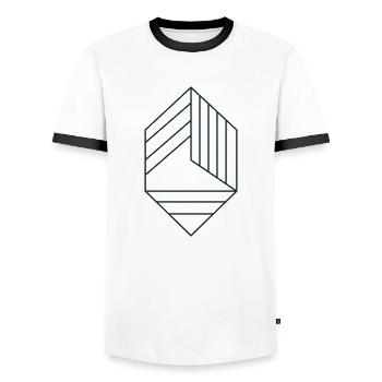 Diamant mit Linien - Männer Kontrast-T-Shirt - Weiß/Schwarz - Vorne - AI Model Female 172 light (172cm) & AI Model Male 178 dark (178cm)