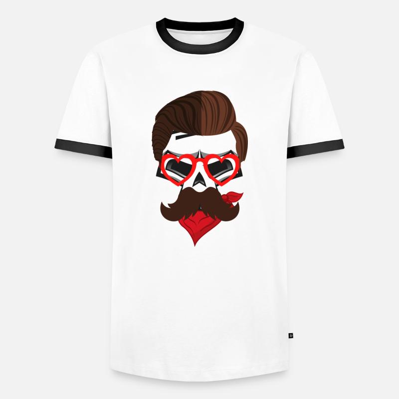 Skullhead beard4 - Men's Ringer Shirt - white/black