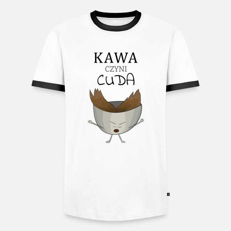 Kaffee wirkt Wunder - Männer Kontrast-T-Shirt - Weiß/Schwarz