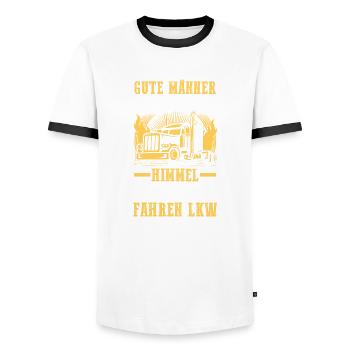 LKW Fahrer Fernfahrer Lastkraftwagen Trucker - Männer Kontrast-T-Shirt - Weiß/Schwarz - Vorne - AI Model Female 172 light (172cm) & AI Model Male 178 dark (178cm)