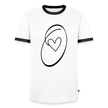Lettre O Lettre O Calligraphie - T-shirt contrasté Homme - blanc/noir - Devant - AI Model Female 172 light (172cm) & AI Model Male 178 dark (178cm)