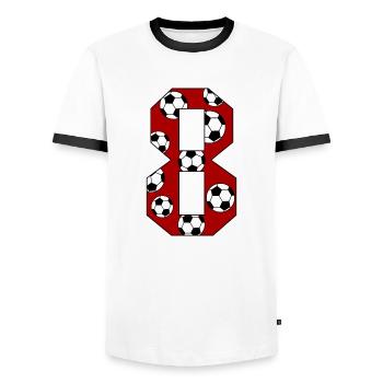 8 Anniversaire Football Rouge - T-shirt contrasté Homme - blanc/noir - Devant - AI Model Female 172 light (172cm) & AI Model Male 178 dark (178cm)