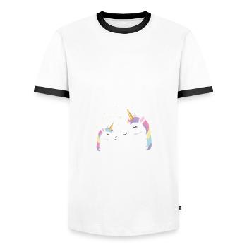 Magical Like My Daughters Awesome Unicorn - Men's Ringer Shirt - white/black - Front - AI Model Female 172 light (172cm) & AI Model Male 178 dark (178cm)
