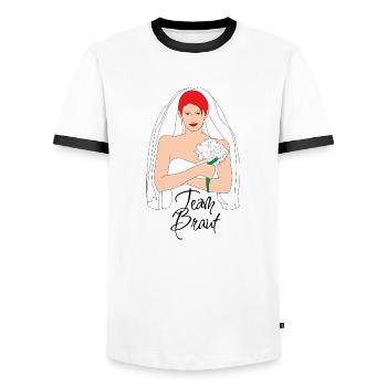 team braut rot 2 - Männer Kontrast-T-Shirt - Weiß/Schwarz - Vorne - AI Model Female 172 light (172cm) & AI Model Male 178 dark (178cm)