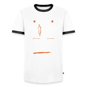 Live your Life more Bake - Men's Ringer Shirt - white/black - Front - AI Model Female 172 light (172cm) & AI Model Male 178 dark (178cm)