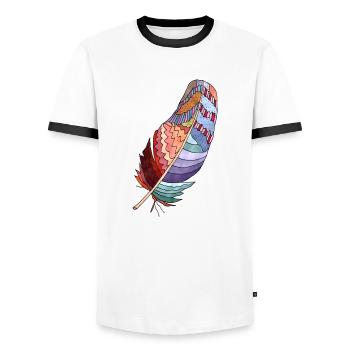 Feather - Men's Ringer Shirt - white/black - Front - AI Model Female 172 light (172cm) & AI Model Male 178 dark (178cm)