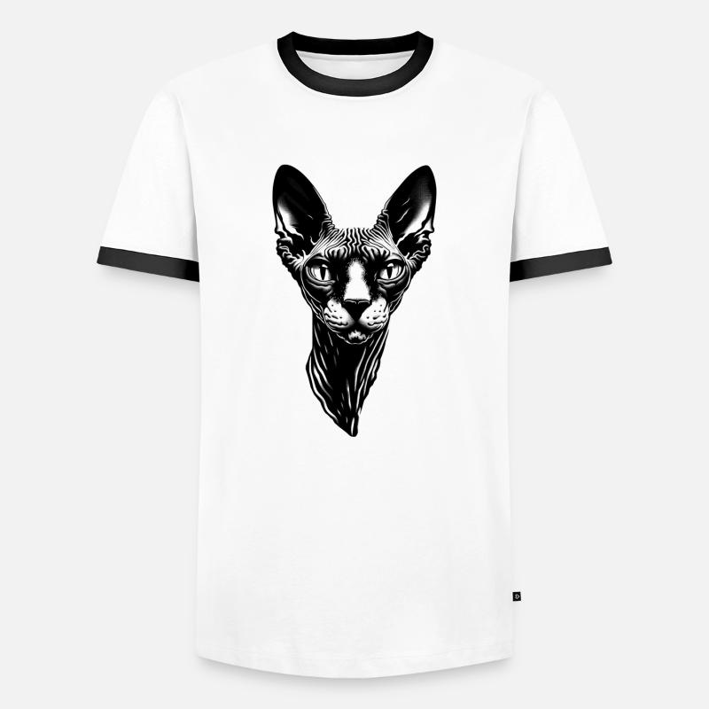 Cat Face: Evil Grinning - Men's Ringer Shirt - white/black