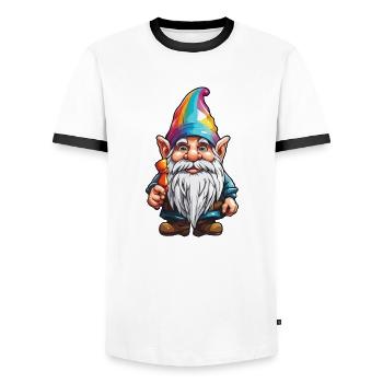 Gartenzwerg / Märchenland / Kobold / Gnom / Logo - Männer Kontrast-T-Shirt - Weiß/Schwarz - Vorne - AI Model Female 172 light (172cm) & AI Model Male 178 dark (178cm)