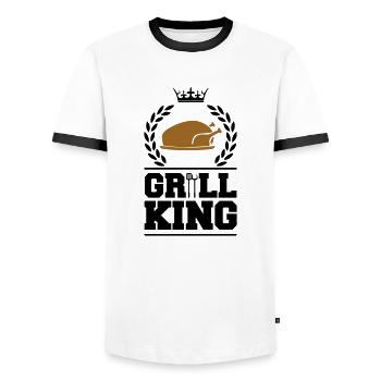 grill king chicken - Männer Kontrast-T-Shirt - Weiß/Schwarz - Vorne - AI Model Female 172 light (172cm) & AI Model Male 178 dark (178cm)