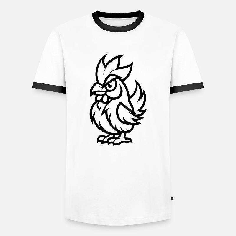 Rooster - Men's Ringer Shirt - white/black