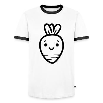 Carrot - Men's Ringer Shirt - white/black - Front - AI Model Female 172 light (172cm) & AI Model Male 178 dark (178cm)