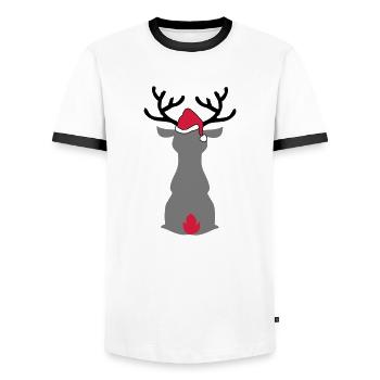 Orignal avec chapeau de Noël - T-shirt contrasté Homme - blanc/noir - Devant - AI Model Female 172 light (172cm) & AI Model Male 178 dark (178cm)