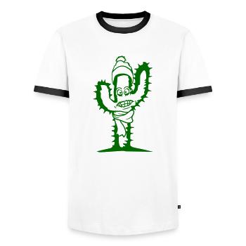 Cactus Hiver Fun Froid Face Freeze Écharpe Chapeau - T-shirt contrasté Homme - blanc/noir - Devant - AI Model Female 172 light (172cm) & AI Model Male 178 dark (178cm)