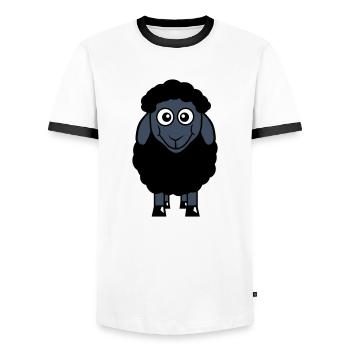 Black Sheep Small Cute Cute Lamb Cool Comic - Men's Ringer Shirt - white/black - Front - AI Model Female 172 light (172cm) & AI Model Male 178 dark (178cm)