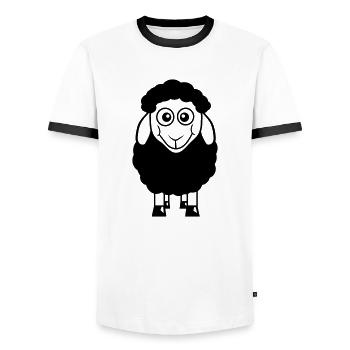 Black Sheep Small Cute Cute Lamb Cool Comic - Men's Ringer Shirt - white/black - Front - AI Model Female 172 light (172cm) & AI Model Male 178 dark (178cm)