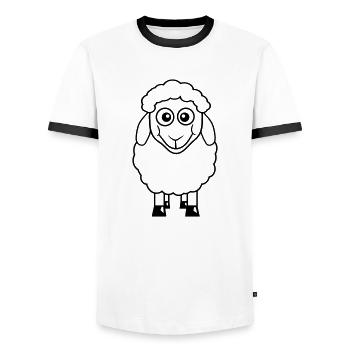 Sheep Baby Stands Cute Cute Lamb Child Cool Comic - Men's Ringer Shirt - white/black - Front - AI Model Female 172 light (172cm) & AI Model Male 178 dark (178cm)