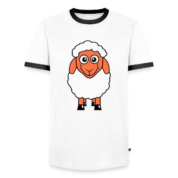 Sheep Baby Stands Cute Cute Lamb Child Cool Comic - Men's Ringer Shirt - white/black - Front - AI Model Female 172 light (172cm) & AI Model Male 178 dark (178cm)