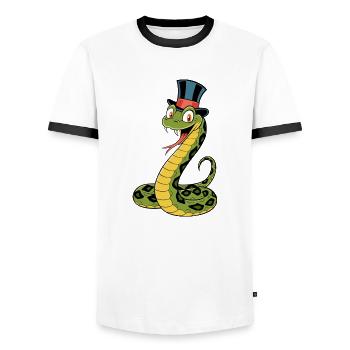 Serpent élégant - T-shirt contrasté Homme - blanc/noir - Devant - AI Model Female 172 light (172cm) & AI Model Male 178 dark (178cm)