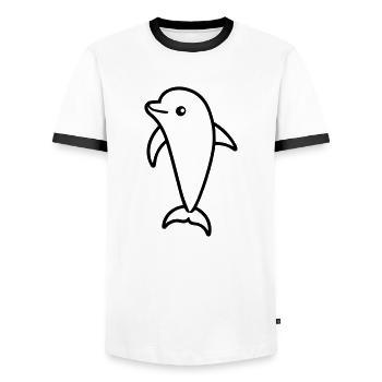 dolphin - Men's Ringer Shirt - white/black - Front - AI Model Female 172 light (172cm) & AI Model Male 178 dark (178cm)