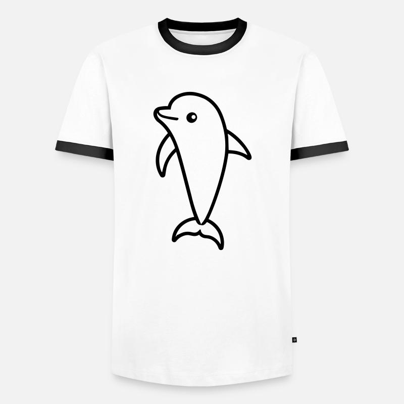Delfin - Männer Kontrast-T-Shirt - Weiß/Schwarz