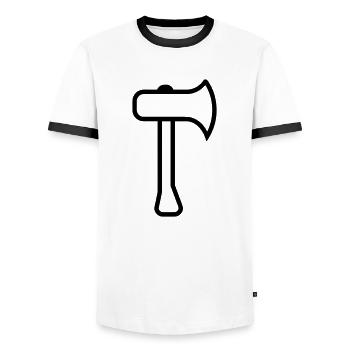 axe - Men's Ringer Shirt - white/black - Front - AI Model Female 172 light (172cm) & AI Model Male 178 dark (178cm)