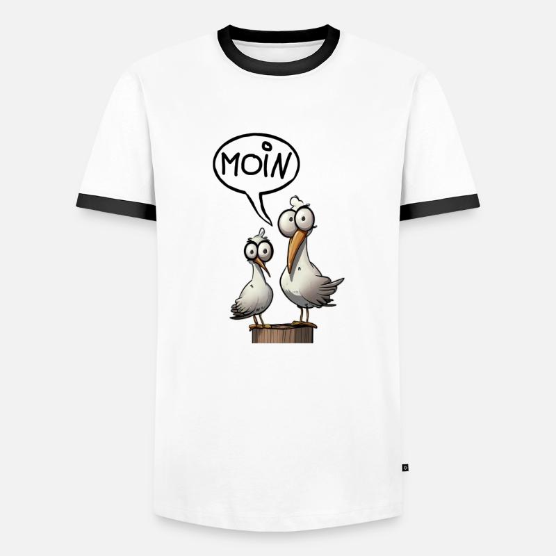 Die Bäädden Möwen - Möwe moin - Männer Kontrast-T-Shirt - Weiß/Schwarz