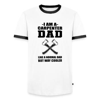 Je suis un papa charpentier. - T-shirt contrasté Homme - blanc/noir - Devant - AI Model Female 172 light (172cm) & AI Model Male 178 dark (178cm)