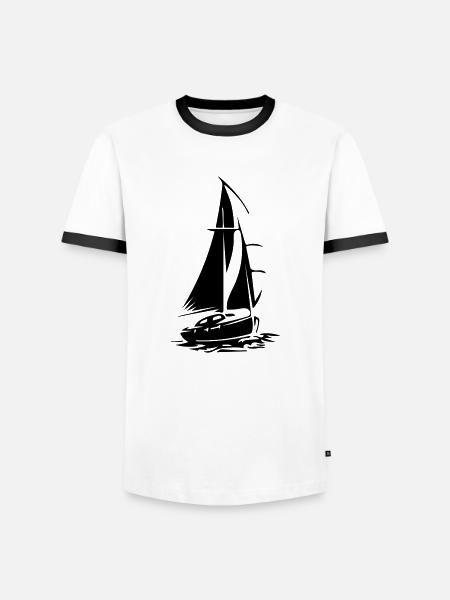 voilier - T-shirt contrasté Homme - blanc/noir