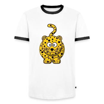 Leopard Cartoon - T-shirt contrasté Homme - blanc/noir - Devant - AI Model Female 172 light (172cm) & AI Model Male 178 dark (178cm)