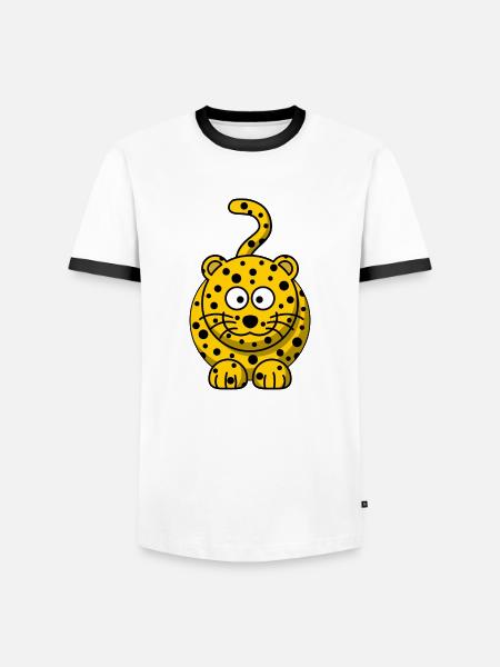 Leopard Cartoon - Men's Ringer Shirt - white/black