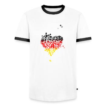 Deutschland Herz - Männer Kontrast-T-Shirt - Weiß/Schwarz - Vorne - AI Model Female 172 light (172cm) & AI Model Male 178 dark (178cm)