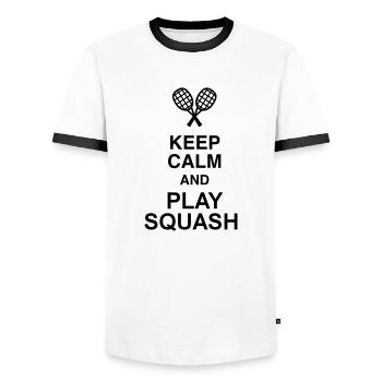 Squash Sport Game Match Champion Victory - Men's Ringer Shirt - white/black - Front - AI Model Female 172 light (172cm) & AI Model Male 178 dark (178cm)
