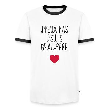 Beau Père - Papa - Fête des Peres - Enfant - Bébé - T-shirt contrasté Homme - blanc/noir - Devant - AI Model Female 172 light (172cm) & AI Model Male 178 dark (178cm)